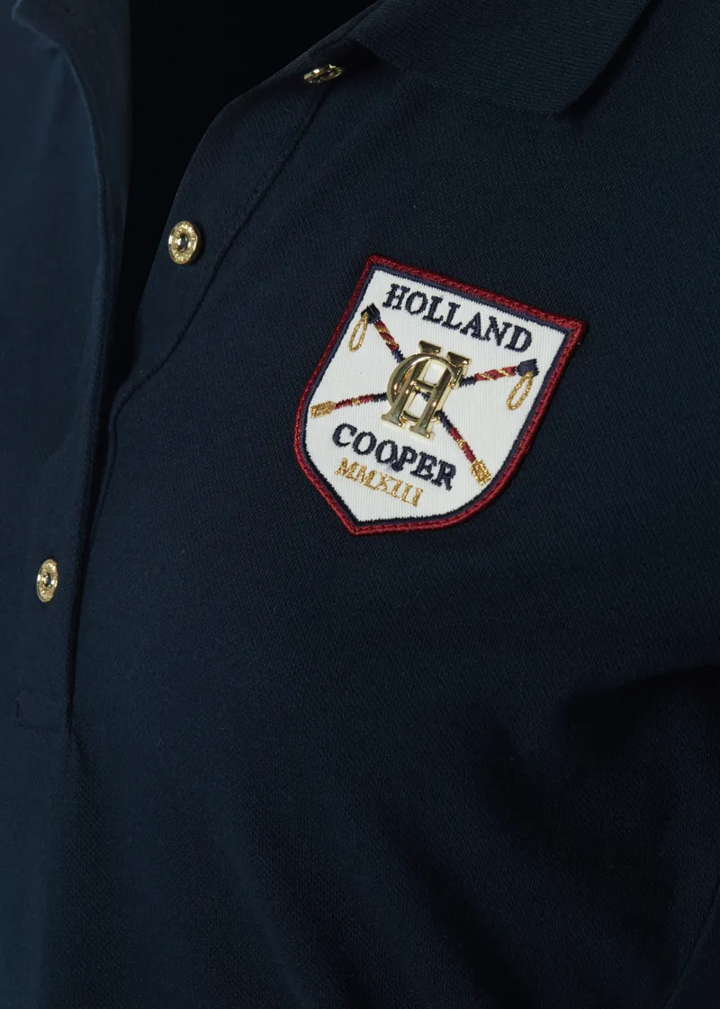 Holland Cooper Classic Long Sleeved Polo Shirt Ladies in Ink Navy-2
